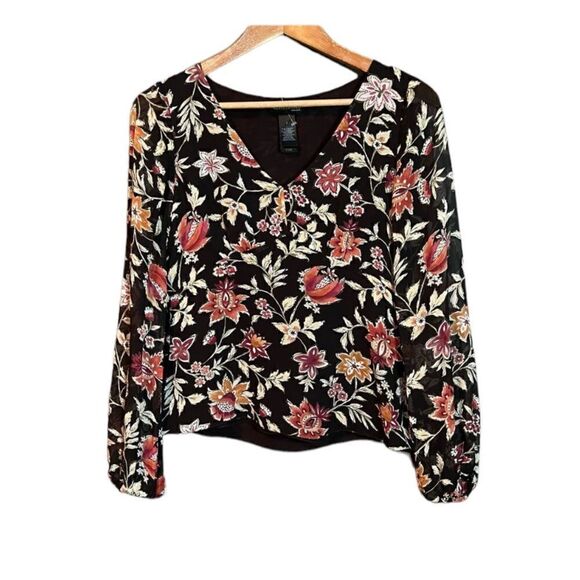 Kenneth Cole floral silk long sleeve shirt. - Picture 1 of 12